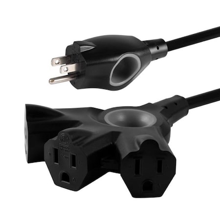 Jasco Extension Cord, 16 AWG, Indoor/Outdoor, 16/3, 3 Outlets, Black, PVC, 15 ft SPC3153ZB/37-T1